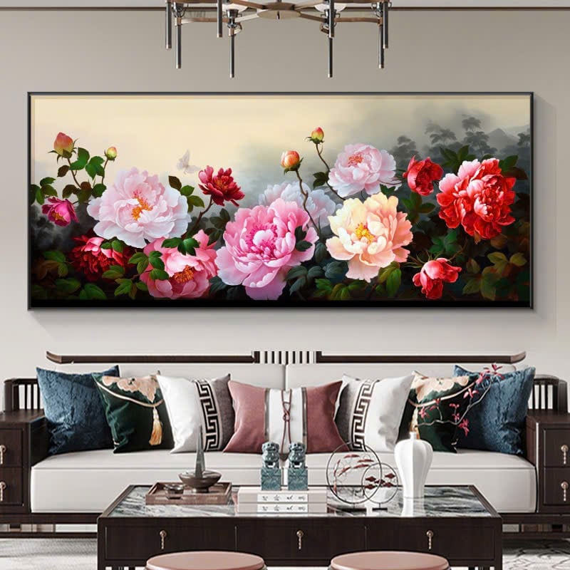 Tranh hoa mẫu đơn biểu tượng phú quý, vinh hoa và may mắn